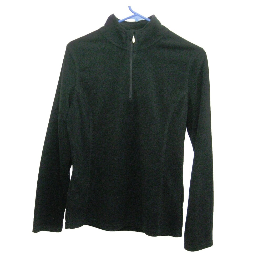 CHAMPION Women's (Size Medium) Solid Black 1/4 Zip Fleece Sweatshirt Outdoor Top